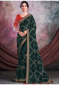 Red & Green  Silk Designer Saree